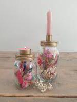 DIY-pakket set glazen kandelaars met droogbloemen